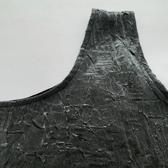 Vintage Y2K Shiny Silver Black Tank Top Cyber Punk Whimsigoth Witchy Grunge Rave - Picture 6 of 14